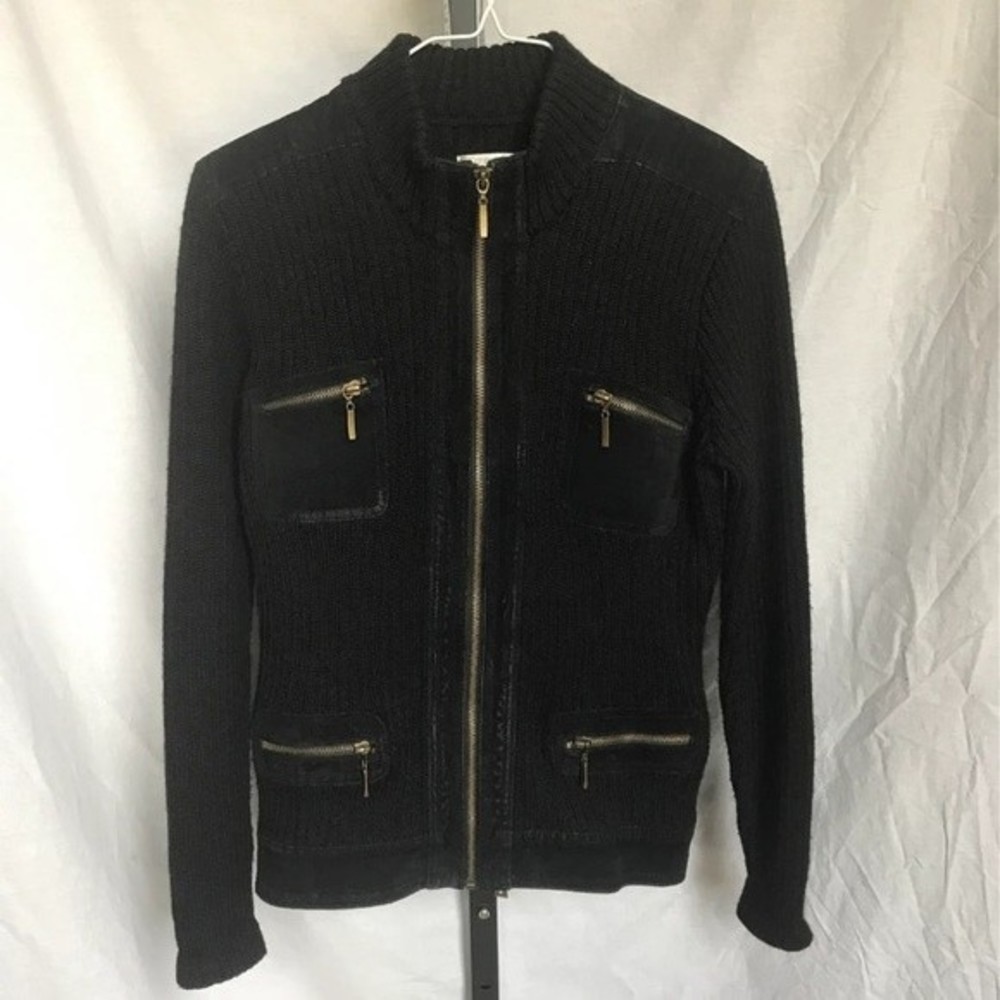 Wool Sweater size Medium Suede with Wool blend sweater